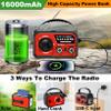 16000mAh Hand Crank Emergency Weather Radio with Wireless Speaker, 59200mWh NOAA AM FM Solar Radio with Flashlight Cell Phone Charger Reading Lamp Compass SOS for Camping and Survival (Red) view 4