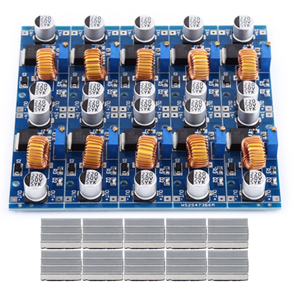 10 Pcs DCDC 5A 75W Converter, 4V - 38V to PWM Adjustable Output 1.5-35V Step Down Power Supply, 96% High Efficiency Voltage Regulator Module