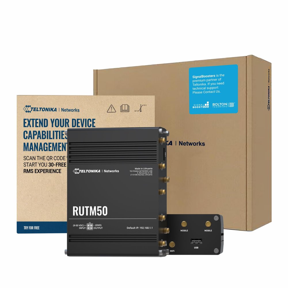 Teltonika RUTM50 WiFi Router Dual SIM Card Slot - 5G Ultra High Speeds Up to 3.4 Gbps - Auto Failover with SA & NSA 5G Architecture Support - 4G Compatibility Wireless Router (TELRUTM50000000)