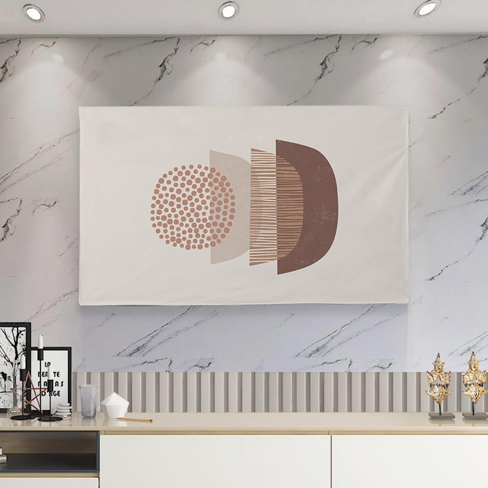 32-75 Inches TV Cover, Painting Pattern Television Cover Cloth Modern Art Wall-Mounted Dustproof TV Screen Protector Dust Proof Cover(Size:55in(130x80cm),Color:C)