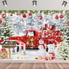 10x6.5ft Christmas Red Truck Backdrop Merry Christmas Winter Snowman Xmas Trees Photography Background Snow Pine Forest Gifts Snowflake Decorations Banner Family New Year Party Props Supplies view 2