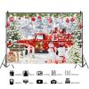 10x6.5ft Christmas Red Truck Backdrop Merry Christmas Winter Snowman Xmas Trees Photography Background Snow Pine Forest Gifts Snowflake Decorations Banner Family New Year Party Props Supplies view 4