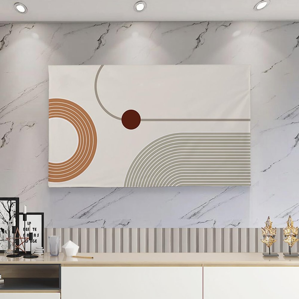 32-75 Inches TV Cover, Painting Pattern Television Cover Cloth Modern Art Wall-Mounted Dustproof TV Screen Protector Dust Proof Cover(Size:37-38in(92x58cm),Color:B)