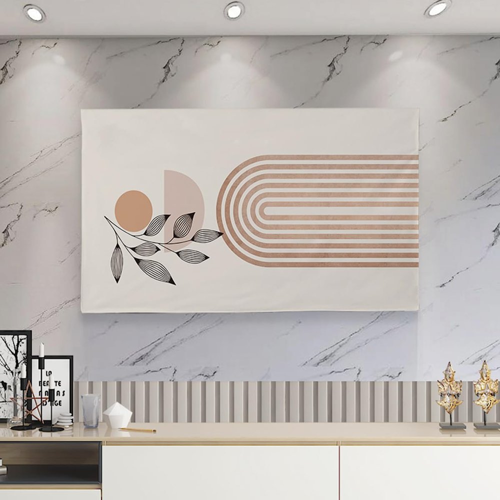 32-75 Inches TV Cover, Painting Pattern Television Cover Cloth Modern Art Wall-Mounted Dustproof TV Screen Protector Dust Proof Cover(Size:30-32in(76x48cm),Color:A)