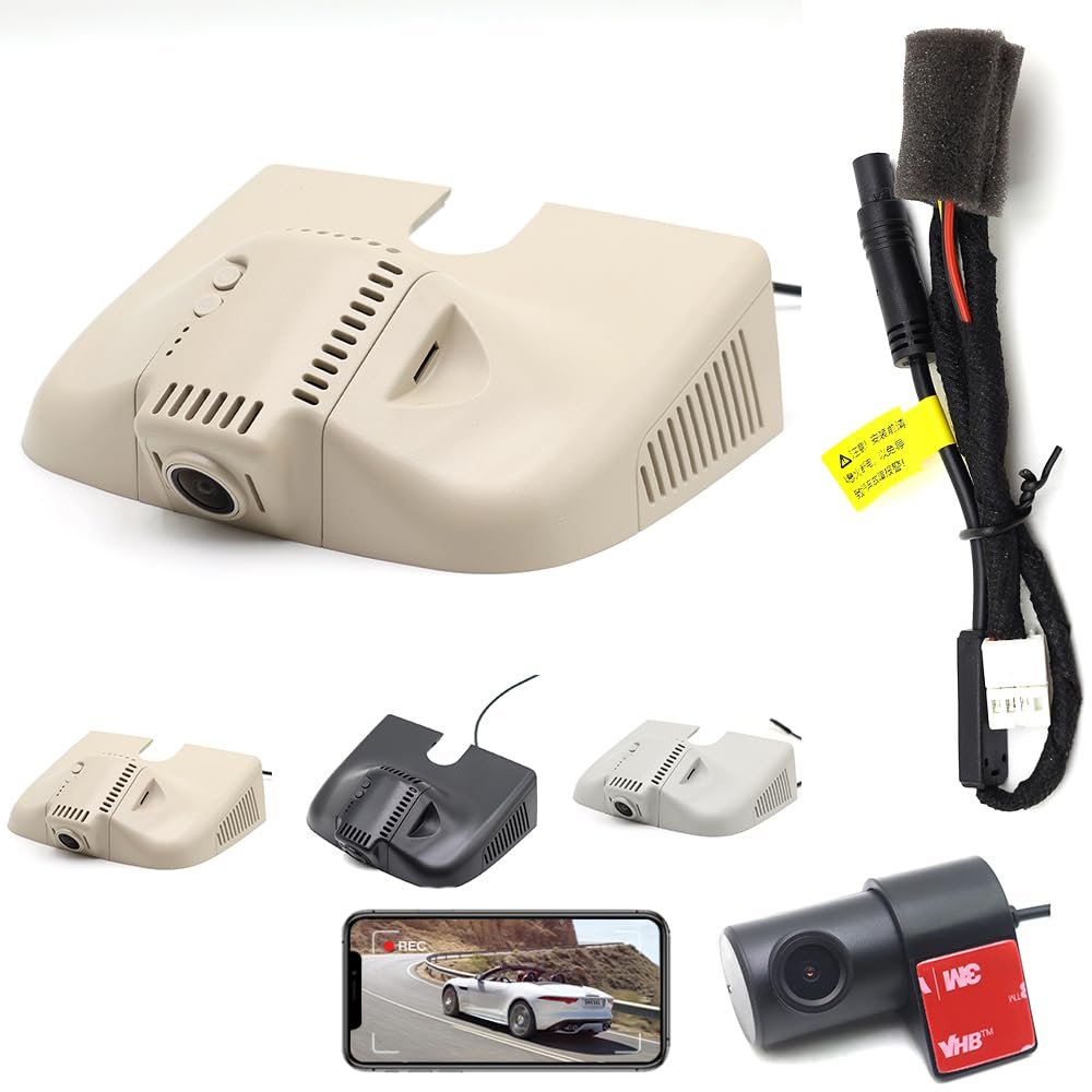 AutoBora Plug and Play Car Video Recorder Night Vision UHD 4K 2160P DVR Dash Cam Camera for Mercedes Benz M ML GL Class W166 X166 2012~2015 (Beige, Front 4K+Rear 1080P)
