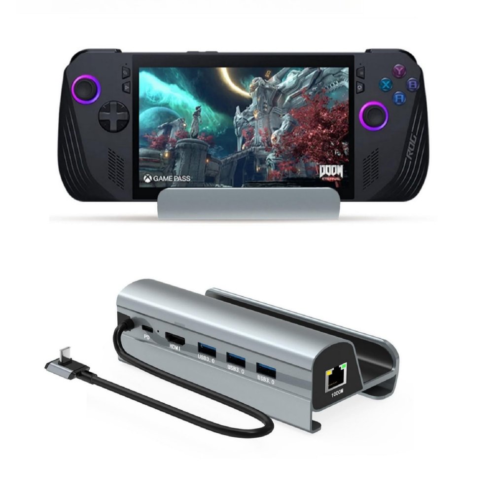 for ASUS ROG Ally X Handheld Docking Station, 6-Port, USB 3.0, HDMI/4K, Ethernet 1000M/s, Aluminum Alloy