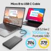 10Gbps USB C Hard Drive External Cable, 1.5 FT Short Micro B to USB C Cord, USBC Hard Drive Cable USBC for WD Toshiba Westgate Seagate, SSD, Galaxy S4-S6/S25-21/Note3, Camera, MacBook Pro, iPhone 16 view 2