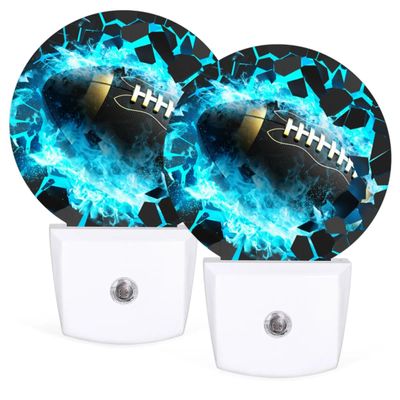 LLCXCSI Plug-in Led Night Light with Auto Dusk to Dawn Sensor for Boys Girls Room Decor, Football Wall Lamp Nightlights for Hallway,Bedroom, Kids Room, Kitchen, Stairway, (0.5W, 2 Pack)