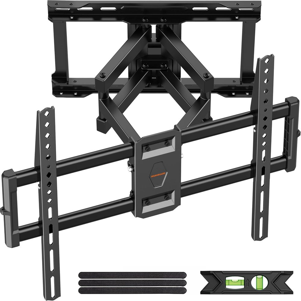 IWORKBOARD 75 85 90 inch Full Motion TV Wall Mount for 40-90'' TV Mount, Heavy Duty Adjustable articulating Bracket Tilt Swivel Extension Level, VESA 600x400mm, 16" Studs, 132 lbs for 65 70 75+ TVs