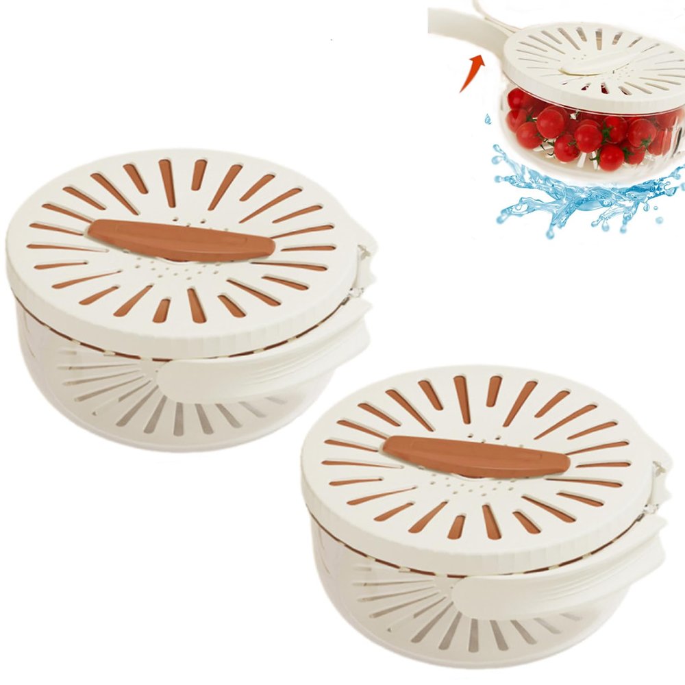 2 In 1 Drainer, 2 In 1 Drainer And Strainer, Double Layer Swivel Drainer 2 in 1 Bowl Strainer Combo, Bilayer Collapsible Detachable with Handle, 2 in 1 Drainer and Strainer with Collapsible Handle (C)
