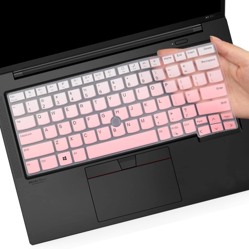 Keyboard Cover for Lenovo Thinkpad E14 Gen 5, Thinkpad T14 T14s Gen 4/3, L14 P14s Gen 3, ThinkPad X1 Yoga Gen 8/7, Thinkpad x1 Carbon Gen 11/10 14 inch (Not Fit T14 L14 P14s Gen 2 1)-Ombrepink