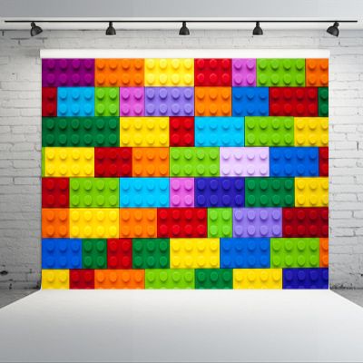 CHNYWORK 5ftx3ft Colorful Building Blocks Backdrop for Photography Colored Toy Bricks Chips Kids Blocks Theme Background Birthday Banner Party Decorations Cake Table Banner Photo Booth Props