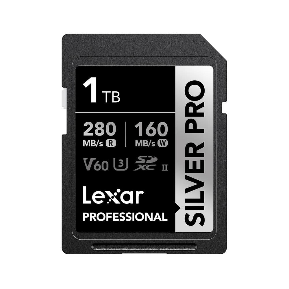 Lexar Silver PRO SD Card 1TB, UHS-II SD Memory Card, V60, U3, C10, up to 280MB/s Read, 160MB/s Write, SDXC Card for DSLR/Camera/Photographer/Videographer/Enthusiast (LSDSIPR001T-BNNNG)
