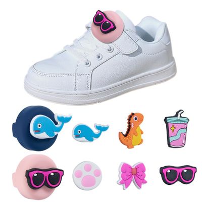 SZJCLTD 2 Pack Holder Compatible with Apple Airtag for Kids Kids Shoelaces with 6 Pcs Replaceable Characters - Easily Attach to Shoes or Collar (Blue/Pink)