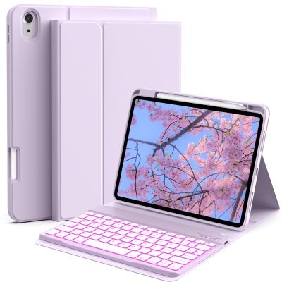 JKSML Keyboard Case for iPad 11th 10th Generation 11/10.9 inch A16 2025/2022, 7 Colors Backlit, Detachable Wireless Keyboard for iPad 10th Gen, Built-in Pencil Holder, Auto Sleep/Wake, Purple