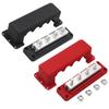 Ambuker 2Pcs 600A High Current Bus Bar 12-48V DC Heavy-Duty Copper Distribution Block 4 x M10 (3/8") Terminal Studs 8 Screws with Cover Battery Busbar Box for Automobiles Boat RV Truck (Black&Red) view 1