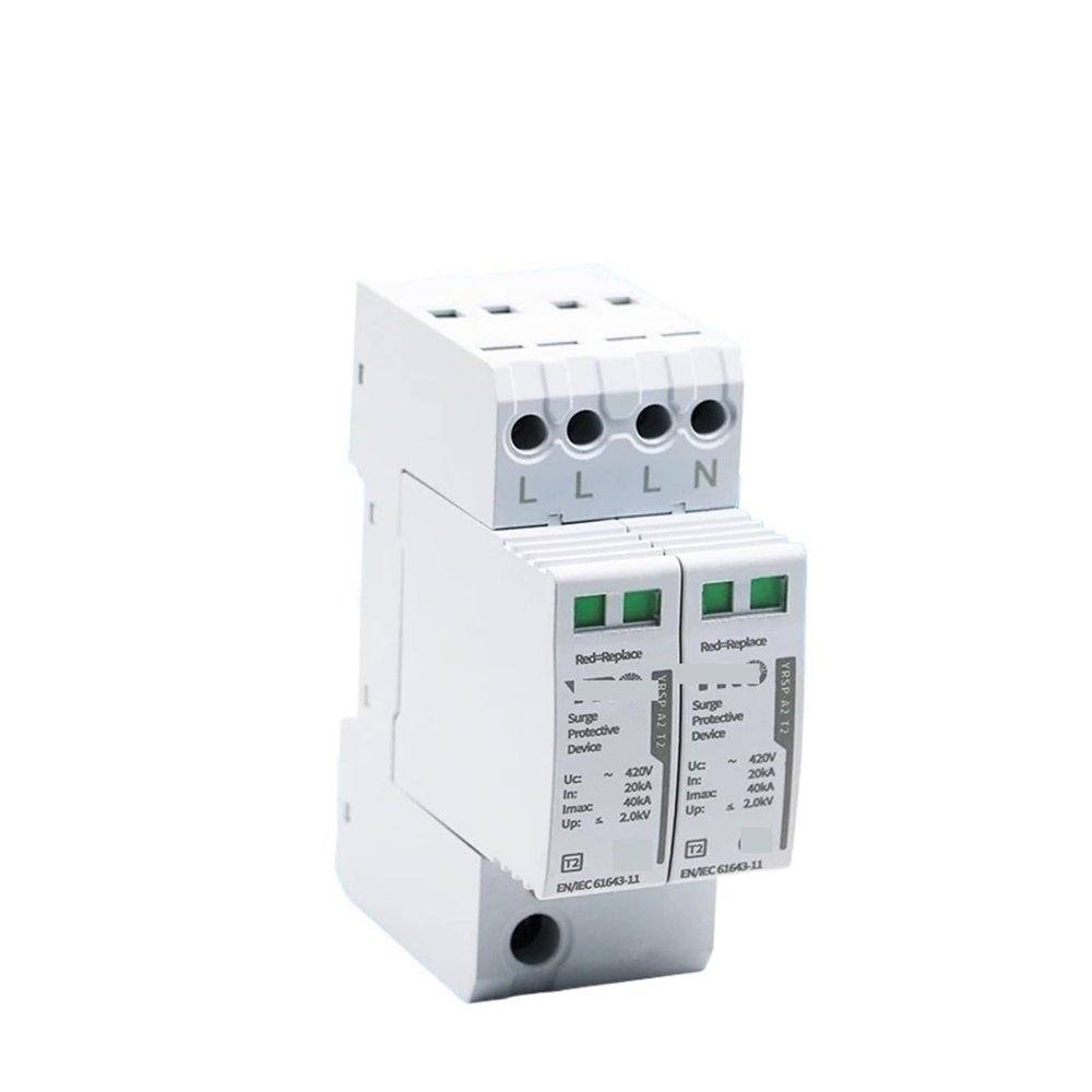 AC Surge Protector Protection AC SPD 4P 20-40KA 420V House Lightning Surge Protector Protective Low-Voltage Arrester Device