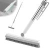 Floor Scrubbing Brush with 57" Adjustable Long Handle,3 in 1 Living Grout Brush with Squeegee,V-Shape Stiff Brush Bristle,Heavy Duty Bathroom Cleaning Brush for Tile,Deck,Patio,Wall,Garage,Kitchen view 1