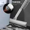 Floor Scrubbing Brush with 57" Adjustable Long Handle,3 in 1 Living Grout Brush with Squeegee,V-Shape Stiff Brush Bristle,Heavy Duty Bathroom Cleaning Brush for Tile,Deck,Patio,Wall,Garage,Kitchen view 4