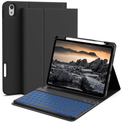 JKSML Keyboard Case for iPad 11th 10th Generation 11/10.9 inch A16 2025/2022, 7 Colors Backlit, Detachable Wireless Keyboard for iPad 10th Gen, Built-in Pencil Holder, Auto Sleep/Wake, Black