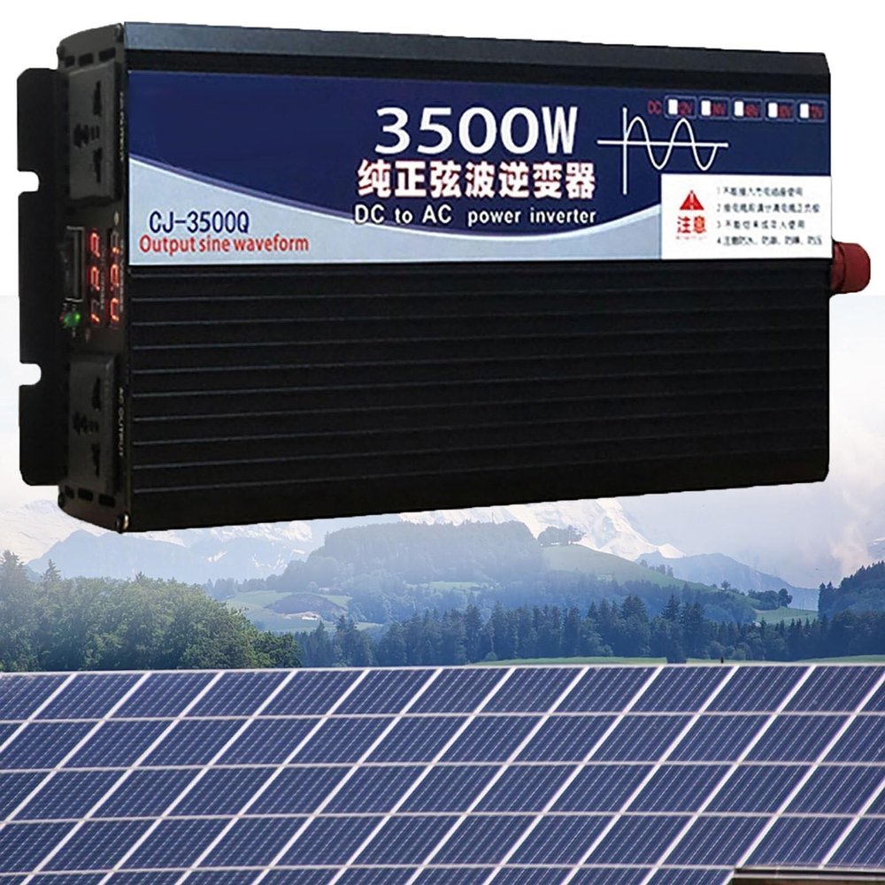 Pure Sine Wave Inverter 3500W 4000W 5000W Power Inverter DC 12V 24V 48V 60V 72V to 110V 220V AC Converter for Vehicles Car Adapter with AC Outlets Car Charger for Home,RV Vehicle,Camping(3500W,24Vto11