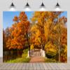 CHNYWORK 15ftx10ft Autumn Scenery Backdrop Alexander Park Lake Bridge Yellow Leaves Russia Park Fall Scenery Background Autumn Fall Party Decoration Banner Baby Shower Photo Studio Props Wallpaper view 2
