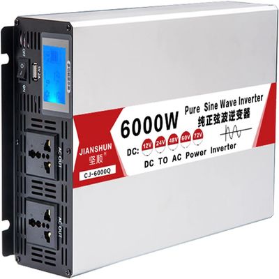 Pure Sine Wave Power Inverters 4000W/5000W/6000W/8000W Peak Power,DC 12V/24V/48V/60V/72V to AC 110V-130V/220V 230V 240V,Car Power Inverter,with Lcd Display AC Outlets,for Camping,Outdoor(6000W,48Vto11