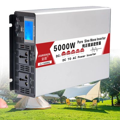 Car Power Inverter 4000W/5000W/6000W/8000W Pure Sine Wave Power Inverters,DC 12V/24V/48V/60V/72V to AC 110V-130V /220V 230V 240V,with Lcd Display AC Outlets,for home use,Camping,Outdoor(5000W,12Vto110
