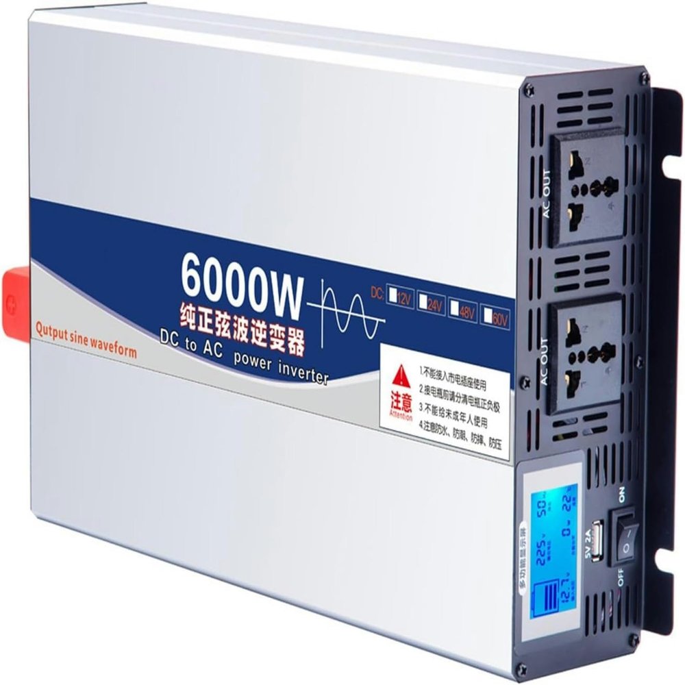 Car Power Inverter 6000W Pure Sine Wave Inverter 12V 24V 48V 60V 72V DC to 110V 120V 230V AC Adapter Converter for Truck, Home, RV, Off-Grid Solar Power Inverter(48Vto220V)