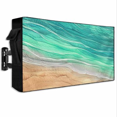 Hsqirky Outdoor TV Cover for 40 to 43 Inch, Teal Ombre Coastal Weatherproof & Waterproof Outside TV Covers with Remote Pockets, Summer Nautical Beach Ocean Seaside TV Enclosure for LED, LCD TVs