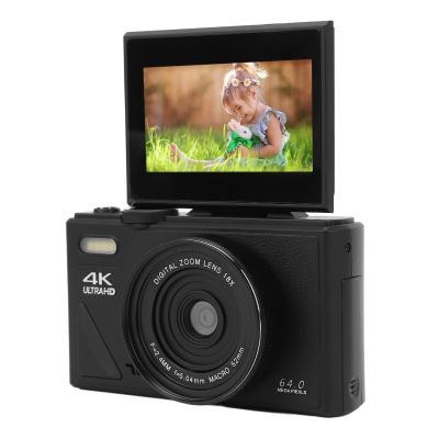 Asixxsix 4K Digital Camera for Photography, Autofocus 64MP Vlogging Camera with 3 Inch Flip Screen, 18X Zoom Compact Travel Camera for Travel Photography Vlogging (Black)