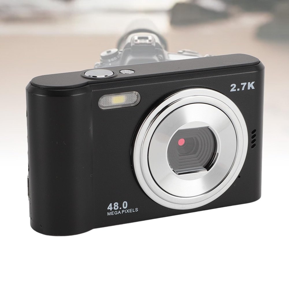 Zyyini Digital Cameras, HD 1080P Camera, 48MP 4K Vlogging Camera with 8X Zoom Anti Shake, 2.4in TFT Screen Compact Small Camera for Teens Adult Beginner (Black)