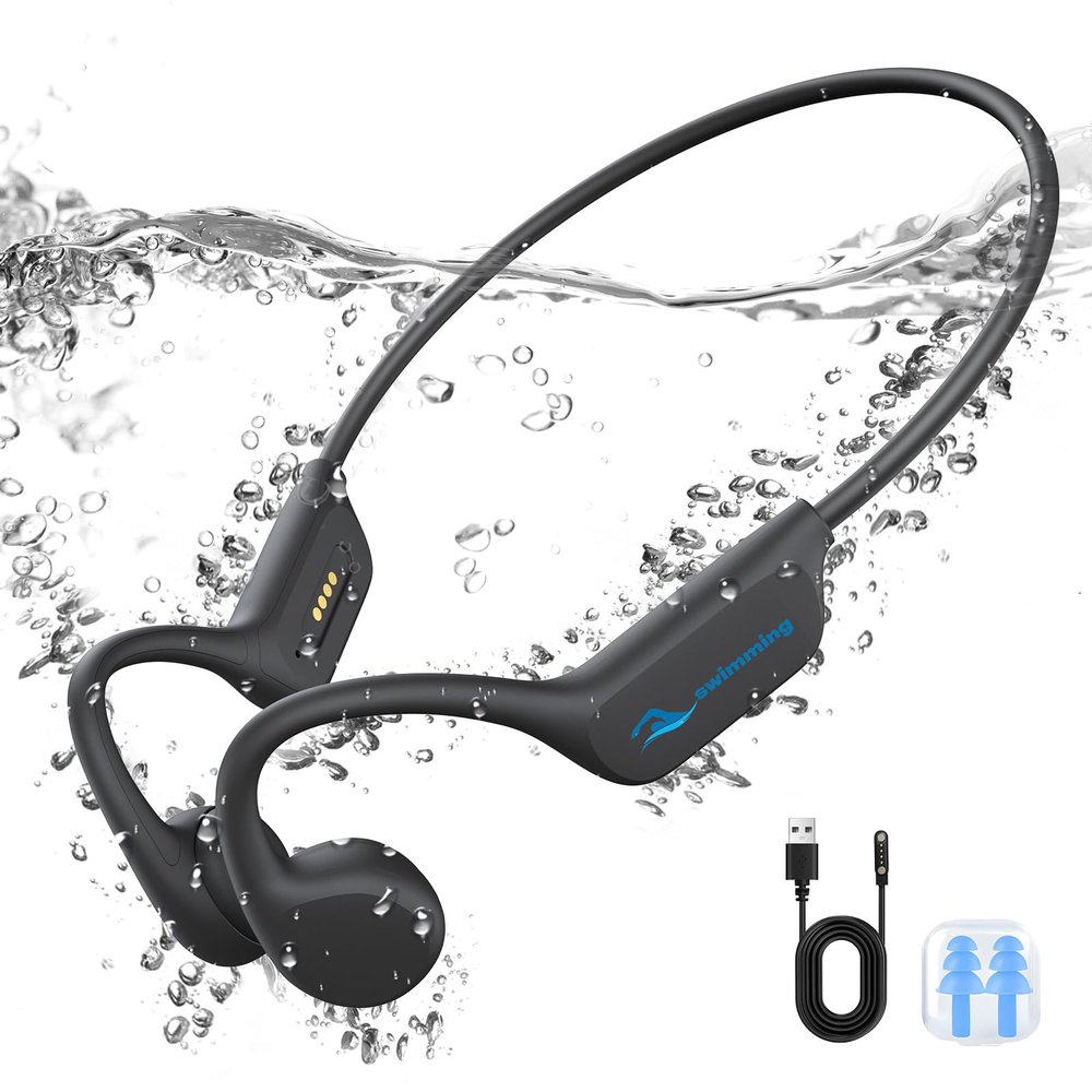 Bone Conduction Swimming Headphones Underwater,IPX8 Waterproof Bluetooth 5.4 Open Ear Headphones with 32G MP3 Memory for Swimming,Running, Cycling and More Activities