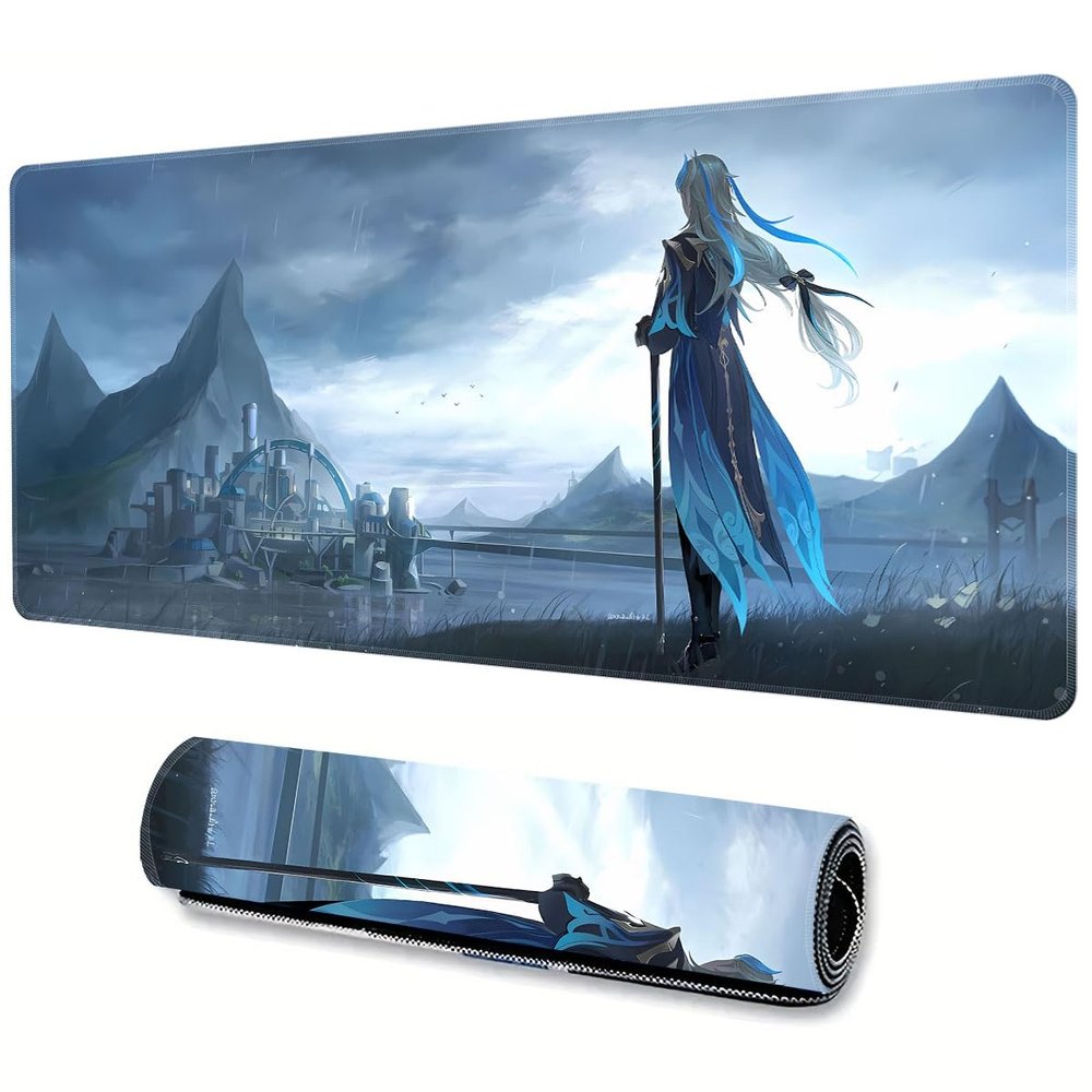 Genshin Impact Mouse Pad Large Gaming Mouse Pad Durable Non-Slip Natural Rubber Base Anime Mouse Pad for Office and Home Neuvillette 1,35.4 * 15.7 inch