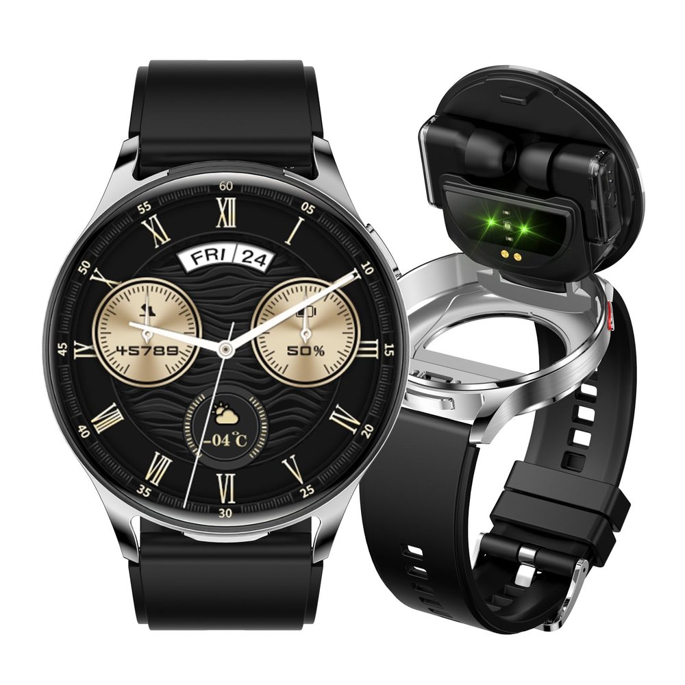 Alliget Smart Watch with Earbuds, 2 in 1 Bluetooth Smartwatch, 1.39" HD IPS Screen Smartwatch for Men Women, Fitness Tracker Long Time Standby Men Women Sports Smart Watch (Silver)
