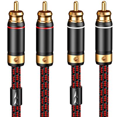 Primeda Audiophiles RCA/Phono Cable 2 RCA Male to 2 RCA Male HiFi System Interconnect Cable Braided for Home Cinema Subwoofer Amplifiers Blu-ray (Straight to Straight, 9.8ft/3m)