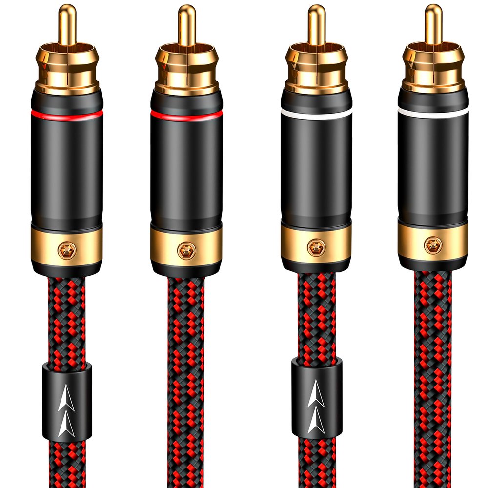 Primeda Audiophiles RCA/Phono Cable 2 RCA Male to 2 RCA Male HiFi System Interconnect Cable Braided for Home Cinema Subwoofer Amplifiers Blu-ray (Straight to Straight, 9.8ft/3m)