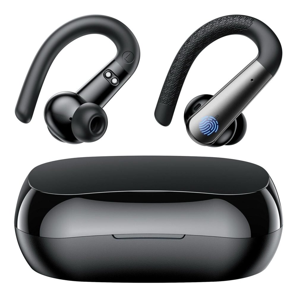 Earbuds for ZTE Axon 30 Ultra - Bluetooth Headphones with Earhooks Waterproof IPX6 Sports Workout Earbuds with LED Display for Gym Running Exercise Fitness with Mic - Black