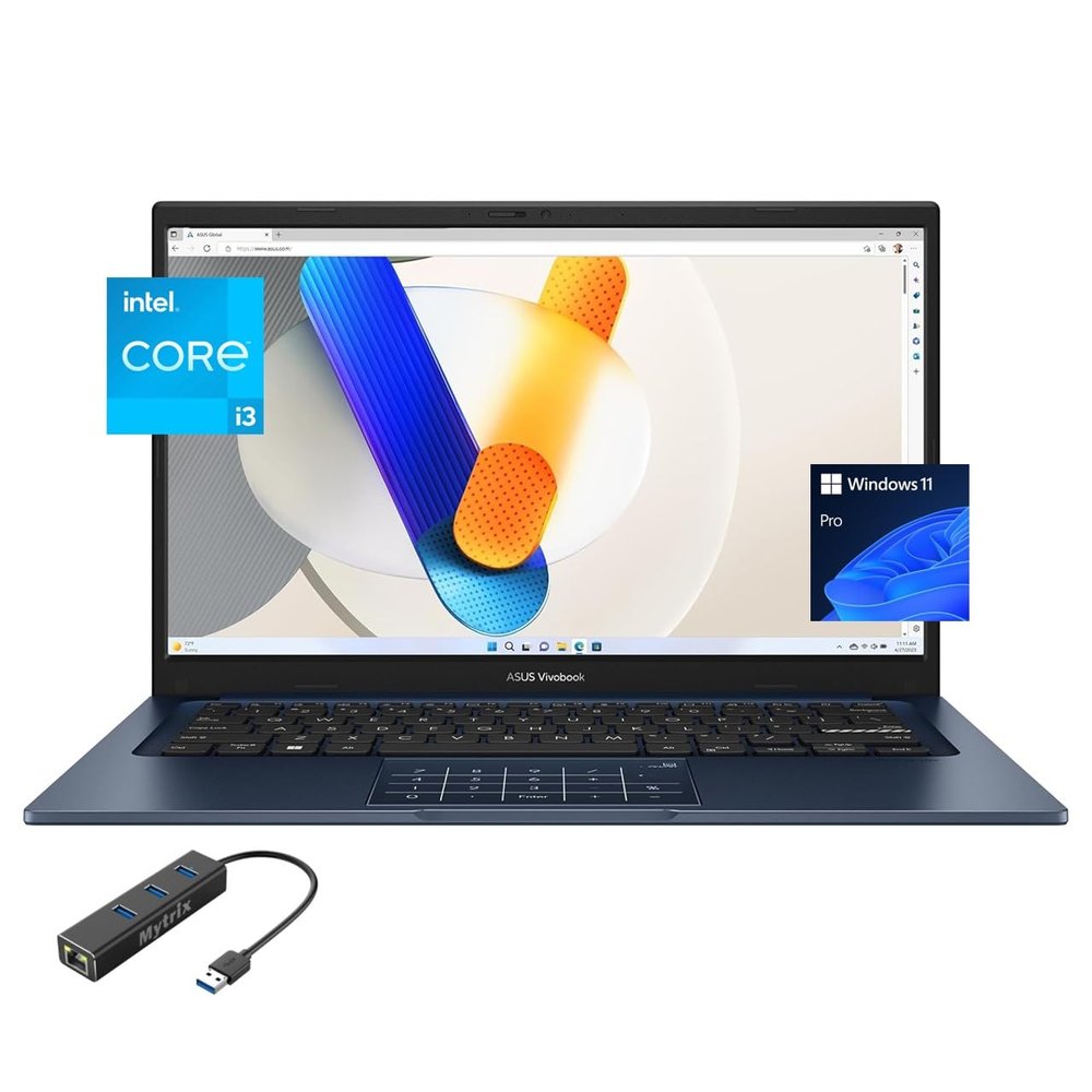 ASUS Vivobook Laptop for Students and Business, 14" FHD Micro-Edge Display, 12th Gen Core i3-1215U(Up to 4.4 GHz), 8GB RAM, 512GB PCIe SSD, WiFi 6E, 180 Lay-Flat, Webcam, USB-C, PDG RJ45, Win 11 Pro