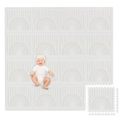 Play Platoon Non-Toxic Large Kids Play Mat, 16 Foam Mat Tiles 96 x 96 inch - Extra-Thick Interlocking Comfortable 24 x 24 in. Puzzle Baby Play Mats for Floor, Neutral Baby Play Mat Rug for Toddlers