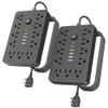 JouleLoom 2PCS 6 FT Flat Plug Surge Protector Power Strip,11 Multiple AC Outlets with 6 USB Ports (2 USB C), 6 Feet Extension Cord, 1250W/10A, One Touch Switch Button, 17 in 1 Compact powerstrip view 1