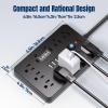 JouleLoom 2PCS 6 FT Flat Plug Surge Protector Power Strip,11 Multiple AC Outlets with 6 USB Ports (2 USB C), 6 Feet Extension Cord, 1250W/10A, One Touch Switch Button, 17 in 1 Compact powerstrip view 4