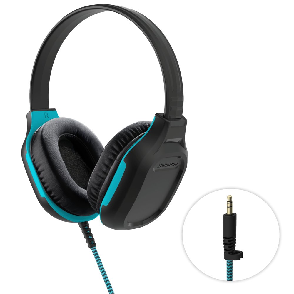 Gumdrop DropTech On-Ear Wired Headphones No Mic | 3.5 mm - Long Tangle Free Chew-Proof Cord - Rugged Reliable Drop Tested and Comfortable for Kids K-12 Students Classroom and School Use