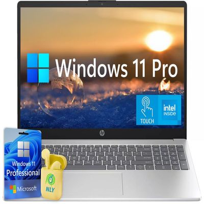 HP Touch Screen Business Laptop Computer, 15.6" FHD IPS LED Display, Intel Core i7-1355U, Windows 11 Pro, Numeric Keypad, Camera Shutter, NLY Earphones, Silver (Intel Core i7, 32GB RAM | 1TB SSD)