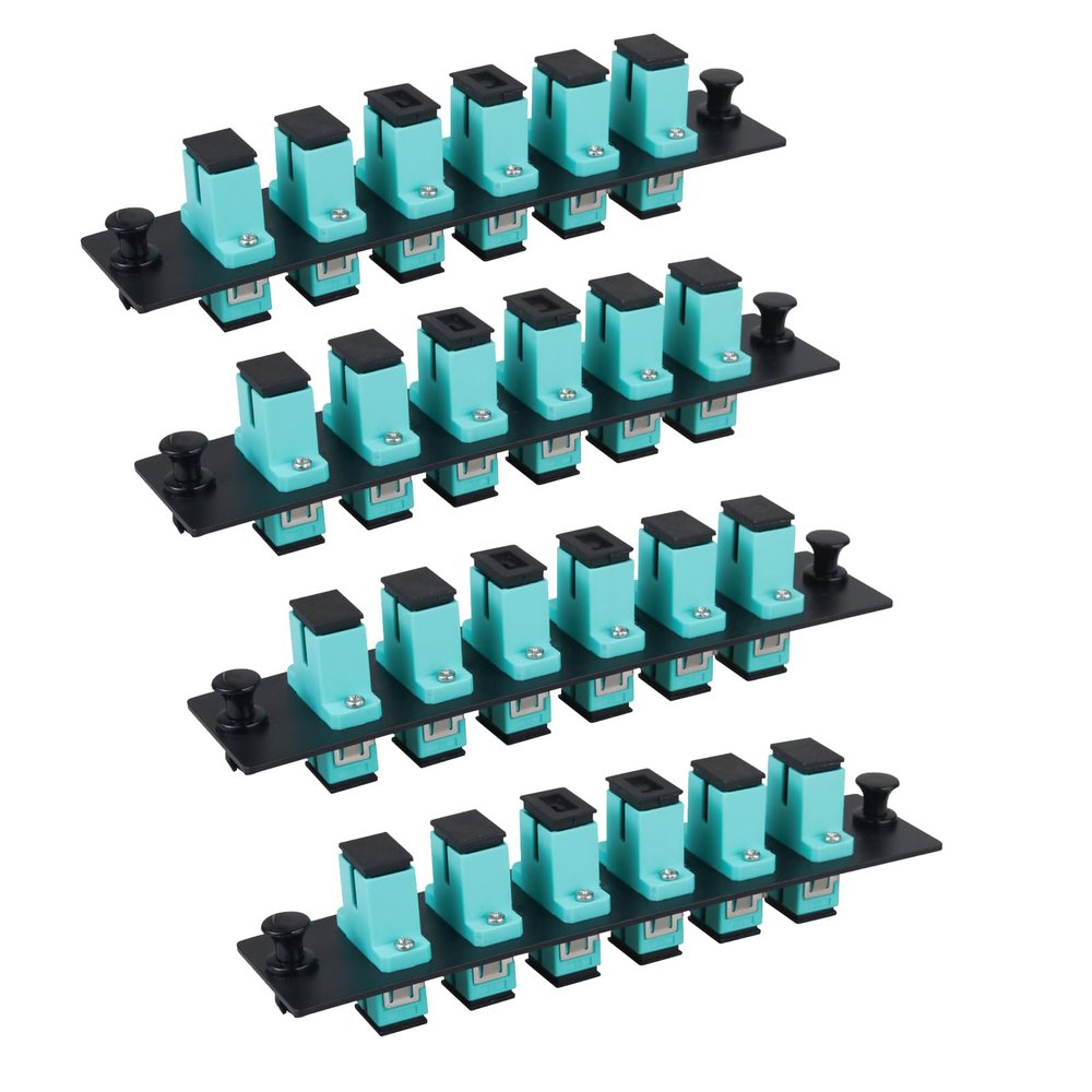 fyboptwu 6-Port SC OM3 MM Fiber Patch Panel with 6 Simplex Adapters, 4pcs