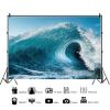 12x8ft Ocean Waves Backdrop Summer Blue Sea Billowy Huge Waves Photography Background Surfing Water Sport Gaming Decorations Banner Kids Adult Surfing Birthday Party Photo Booth Props view 4
