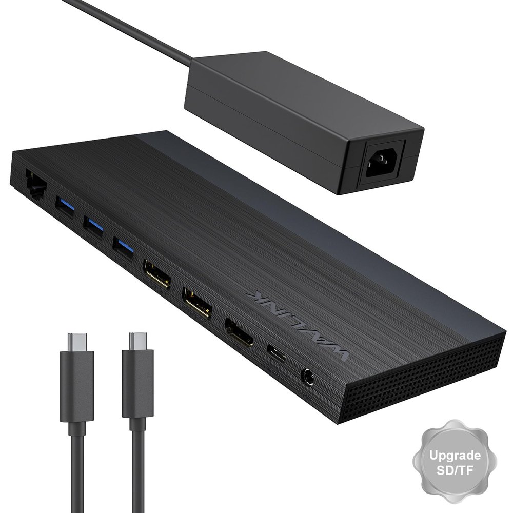 Laptop Docking Station, Docking Station 3 Monitors with 2* DP+HDMI, 4K@144Hz,130W PD Charger, 4* USB 3.0, Audio, Gigabit Ethernet, TF/SD for Lenovo,HP,Dell, Windows System Computer