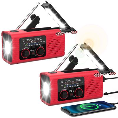 NITIGO Emergency Weather Radio NOAA AM FM WB with 4000mAh Rechargeable Radio, USB Solar Hand Crank Charging, Flashlight, SOS Alarm, Reading Lamp Portable for Outdoor Indoor Emergencies, 2 Pack