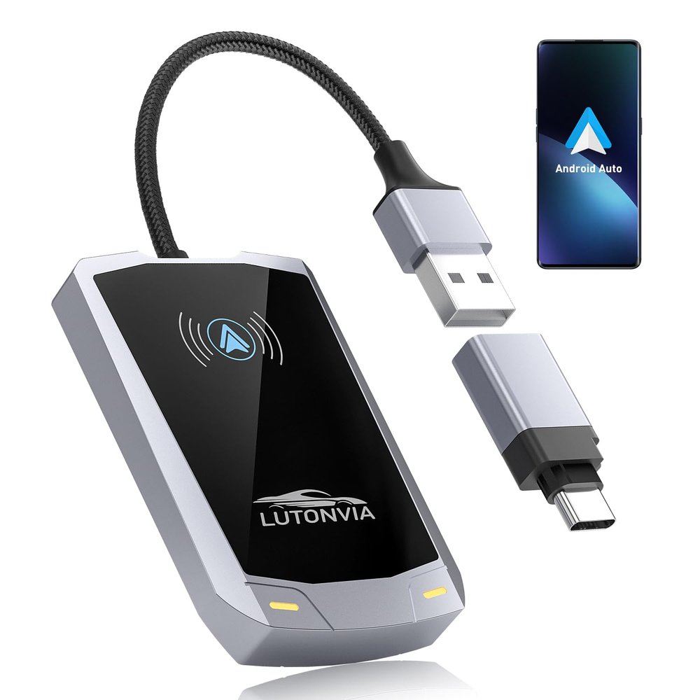 Android Auto Wireless Adapter with NFC, 2024 Upgraded Android Auto Dongle, Low Latency, 5.8GHz Wifi, Plug & Play Converts Wired to Wireless for Android 11+ & Cars with Factory Wired Android Auto