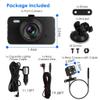 1080P Dash Cam 3in Screen Vehicle Driving Recorder with Front Rear Camera G-Sensor Motion Detection Parking Monitor Night Vision Loop Recording 32G MMC Card Not Included view 2